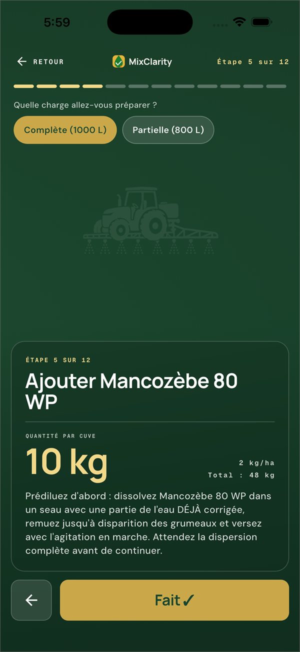 Mélange guidé, étape par étape